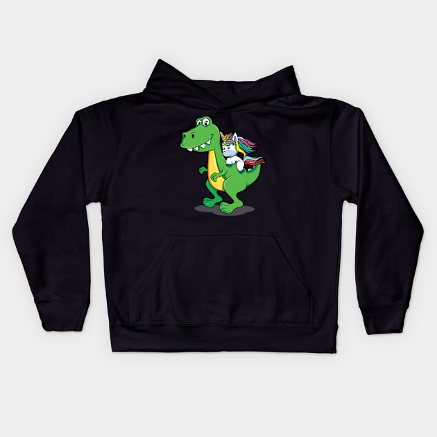 Cute Dinosaur and Unicorn/Pony with Rainbow Colors Kids Hoodie by Normo Apparel